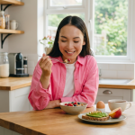 Woman enjoying a healthy breakfast